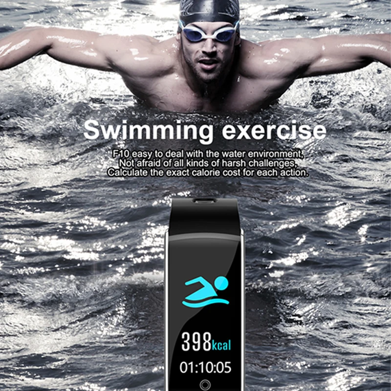 Оригинальный F10 умный Браслет IP67 водонепроницаемый цветной экран фитнес трекер