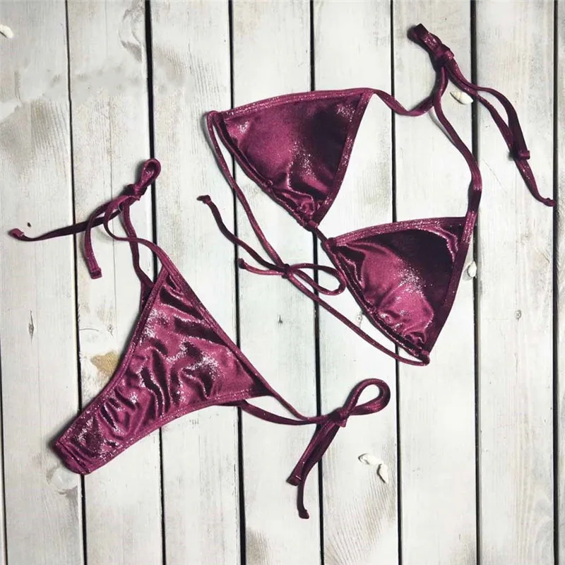 

Women Bandage Bikini Set 2019 New Sexy Brazilian Biquini Lace-up Low Waist Swimsuit Lady Triangle Swimwear Bathing Suit Tankini