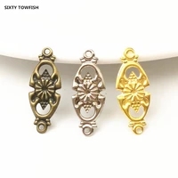 50 pcslot 8x21mm 3 colors metal filigree flower slice charms base setting jewelry diy connection components findings