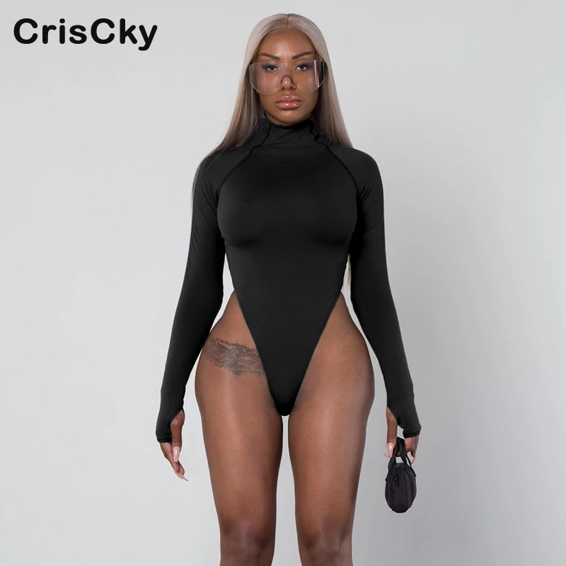 Criscky Новое поступление сексуальный боди для женщин водолазка длинный рукав