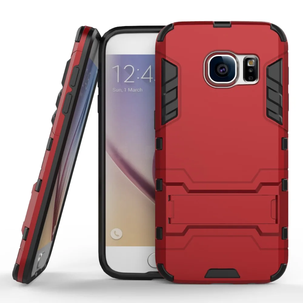 Heavy Duty Защита Чехол для samsung galaxy S6 S7 S6edge плюс S5 антидетонационных Kickstand Броня