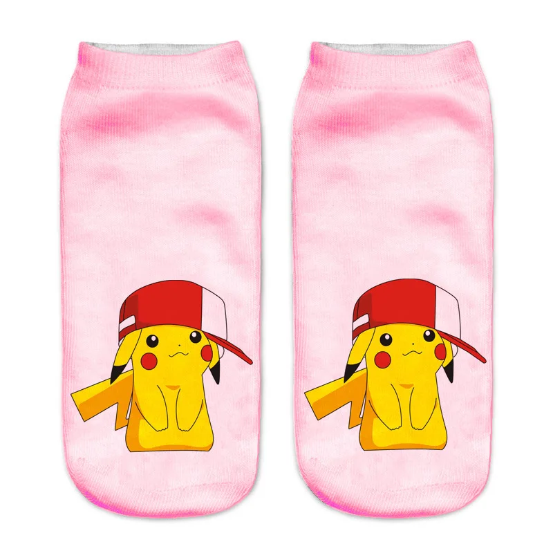 1 Dreamlikelin 3D милые носки 1 пара Harajuku Kawaii Pokemon лодыжки женские носки с принтом Пикачу - Цвет: 1