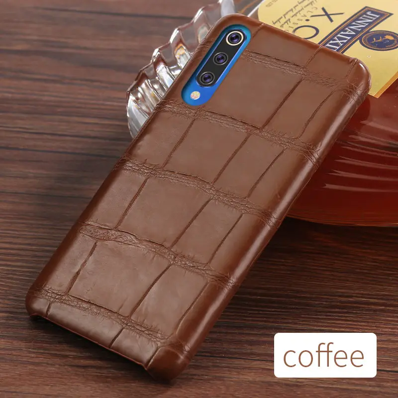 Чехол из натуральной крокодиловой кожи для Xiaomi mi 9 9T Pro 9SE 8 Lite A3 Note 10 Pro, чехол для Red mi Note 8 pro 7 6 note 7 8 T, роскошный - Цвет: Кофе