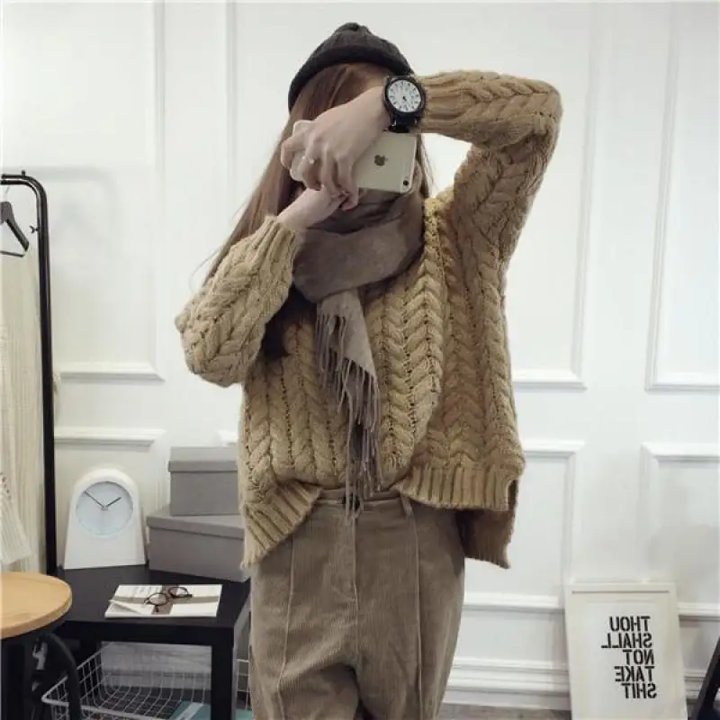 NFIVE бренд 2017 женские толстые короткие свитера Зимние новые свободные однотонная