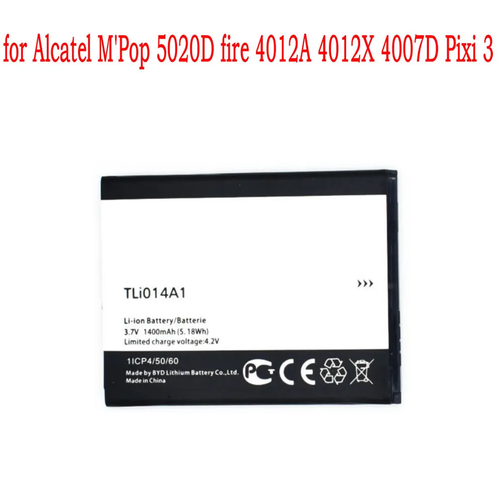 Высококачественный аккумулятор 1400 мАч TLI014A1 для Alcatel One Touch Pop D3 / C2 4035D 4035X 4035A 4032D 4032E