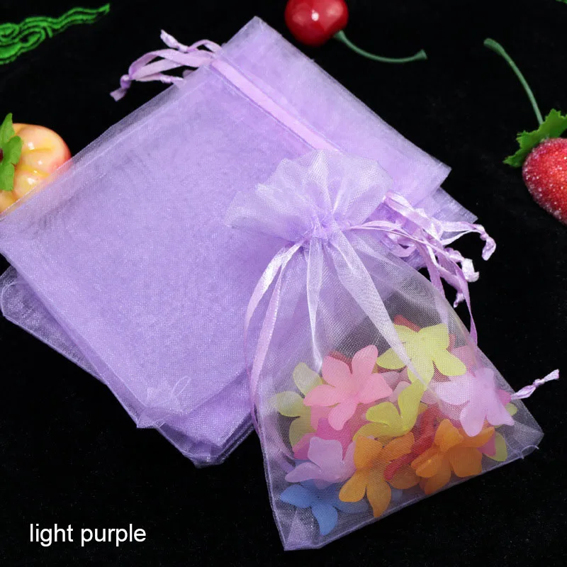 light purple 100 шт./упак. 24 Цвета органзы мешок ювелирных изделий посылка Fondant(сахарная) конфет сумки бытовые Свадебные вечерние подарок упаковочный мешок - Цвет: light purple