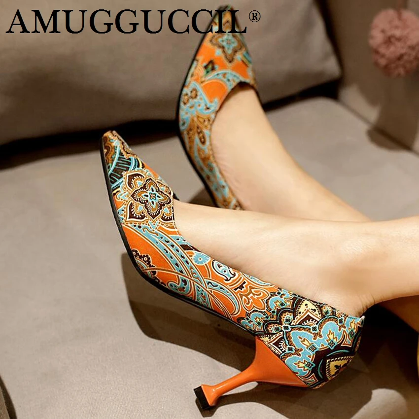 

2020 New Plus Big Size 32-48 Blue Orange Fashion Sexy High Heel Party Wedding Spring Female Ladies Shoes Women Pumps D1236