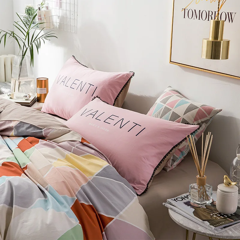 Стильный цветной прямоугольник набор постельного белья из 100% хлопка 4 шт.