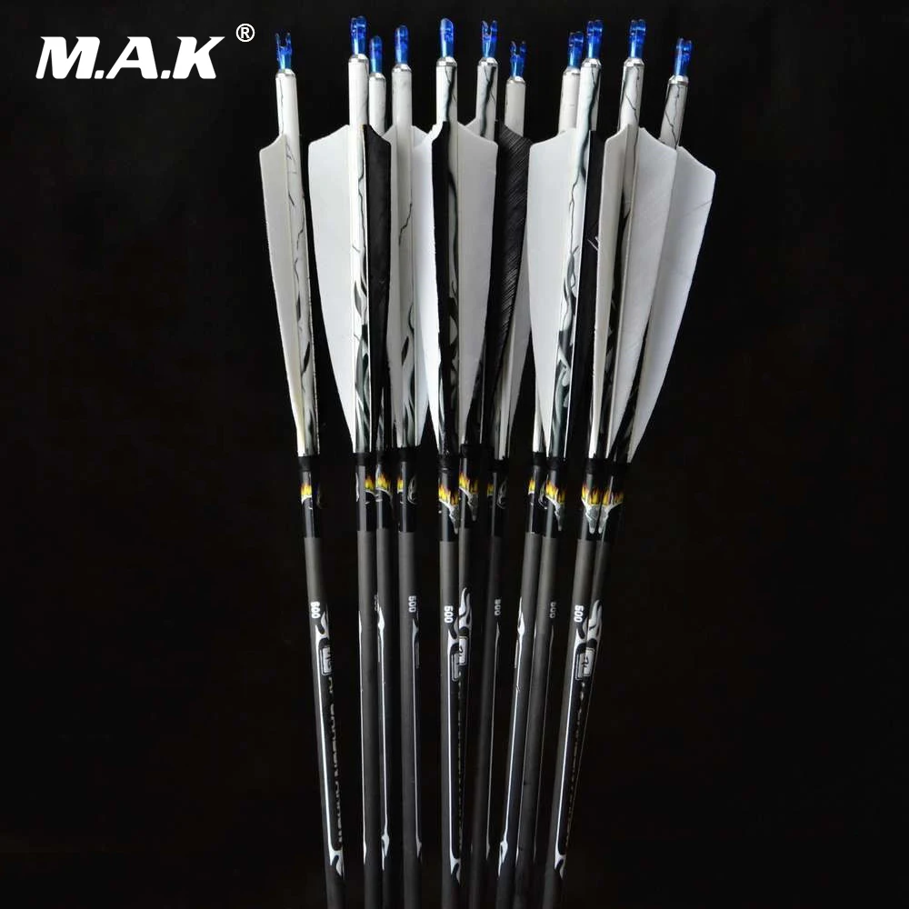 

31" Carbon Arrows Archery Turkey Feathers 7.5mm Spine 500 Change Arrowhead For Compound Bow Arrow Hunting Shooting