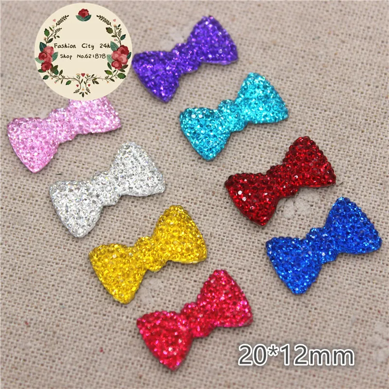 50pcs 20*12mm resin bling rhinestone bowknot flatback cabochon for DIY craft scrapbooking | Дом и сад
