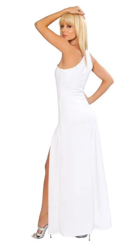 Женское длинное сатиновое платье Черное и белое с косыми плечиками высоким