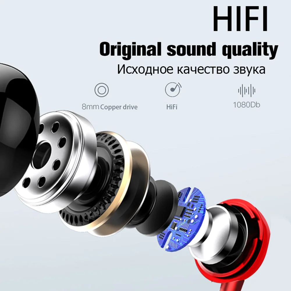 Проводные наушники EARDECO для телефона спортивные с усиленными басами