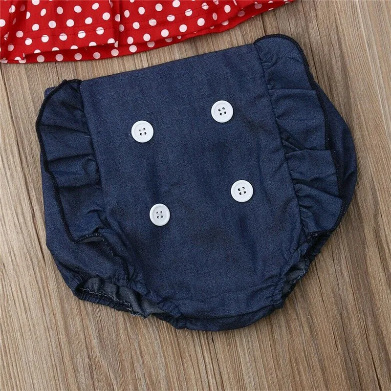 Детская летняя одежда Одежда для новорожденных маленьких девочек топ в горошек +