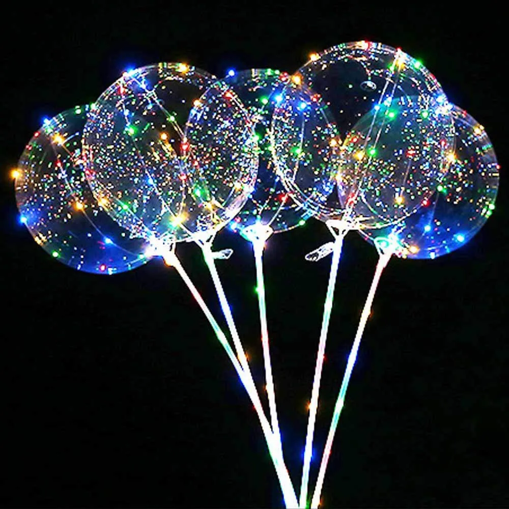 Dropshipping 8pcs Reusable Luminous Led Balloon Transparent Round Bubble Decoration Party Wed | Дом и сад