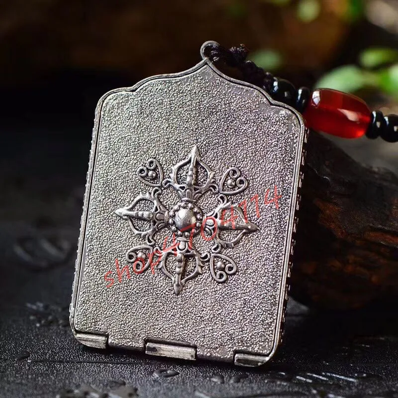 

Tibetan Silver, Ethnic Style, Pure Hand-painted Thangka, Sitting Lotus Avalokitesvara Hanging Parts, Handicraft Collections