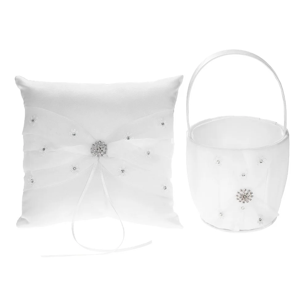 5 шт./компл. белые свадебные принадлежности атласная Цветочная корзина для
