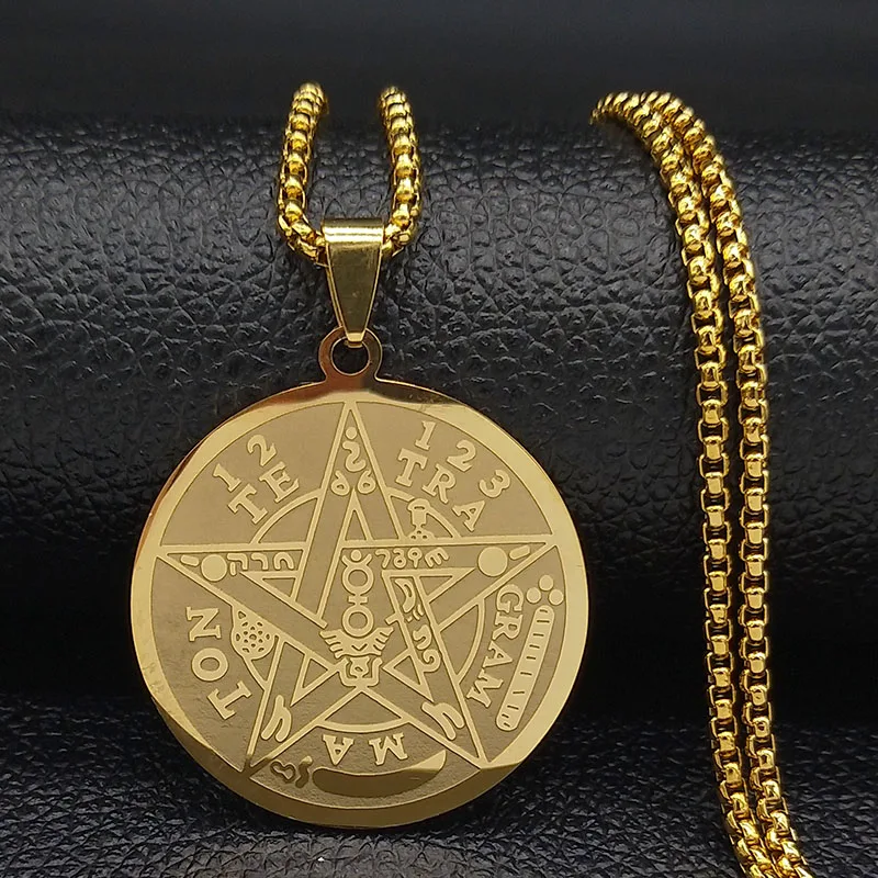 Колдовство пентаграмма из нержавеющей стали ожерелья для мужчин золотого цвета ожерелья подвески ювелирные изделия cadenas para hombre N1163S02
