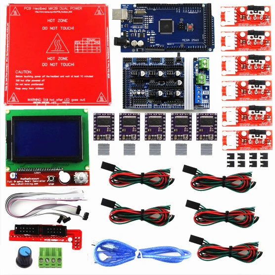 Комплект Reprap Ramps 1 6 с Mega 2560 r3 + Heatbed MK2B 12864 ЖК контроллер DRV8825 механический
