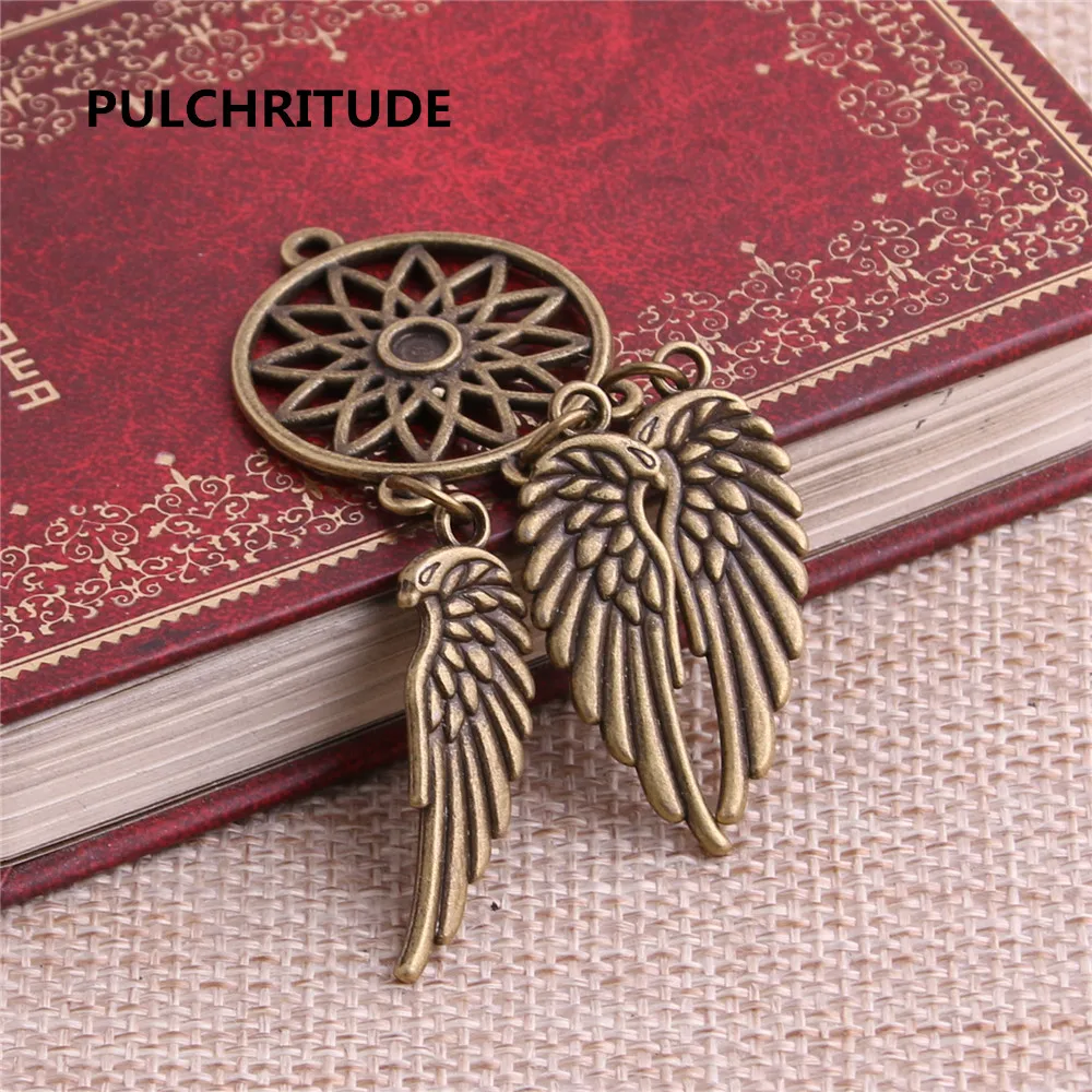PULCHRITUDE 8 шт./лот сплав цинка античная бронза серебро дерево перо Ловец снов