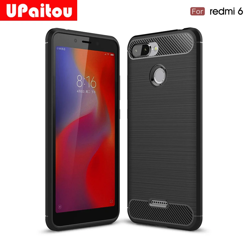 Чехол UPaitou для Xiaomi Redmi 6 Ультратонкий чехол из углеродного волокна мягкий ТПУ