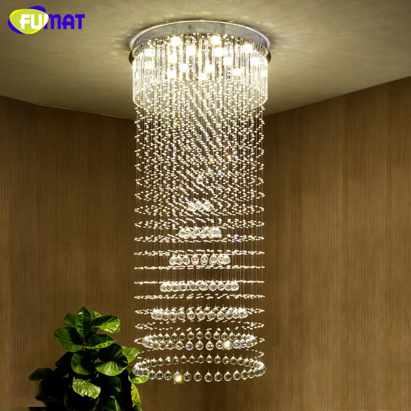 値段 Fumat階段k9クリスタルシャンデリアledスパイラル照明現代のリビングルームライト光沢k9クリスタルサスペンションシャンデリアライト