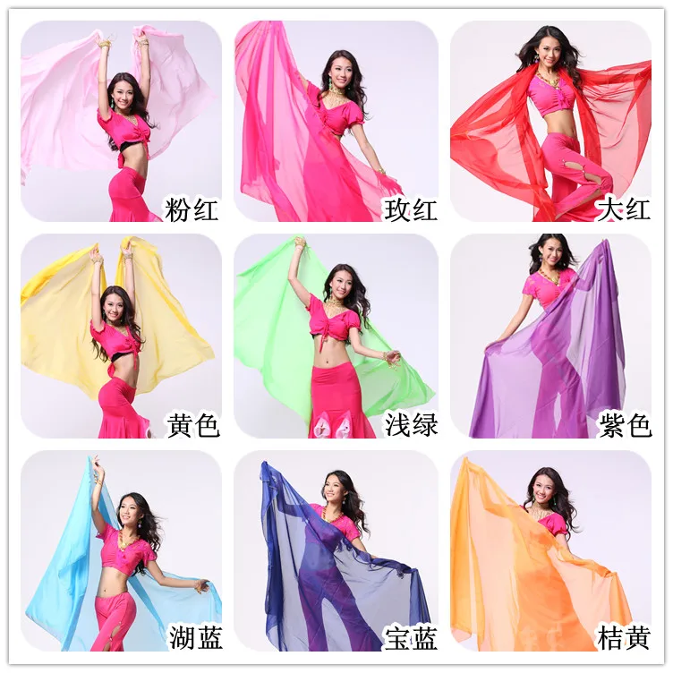 Women's Belly Dance scarf dance practice hand throw yarn 2.4*1.2m Phnom veil | Тематическая одежда и униформа