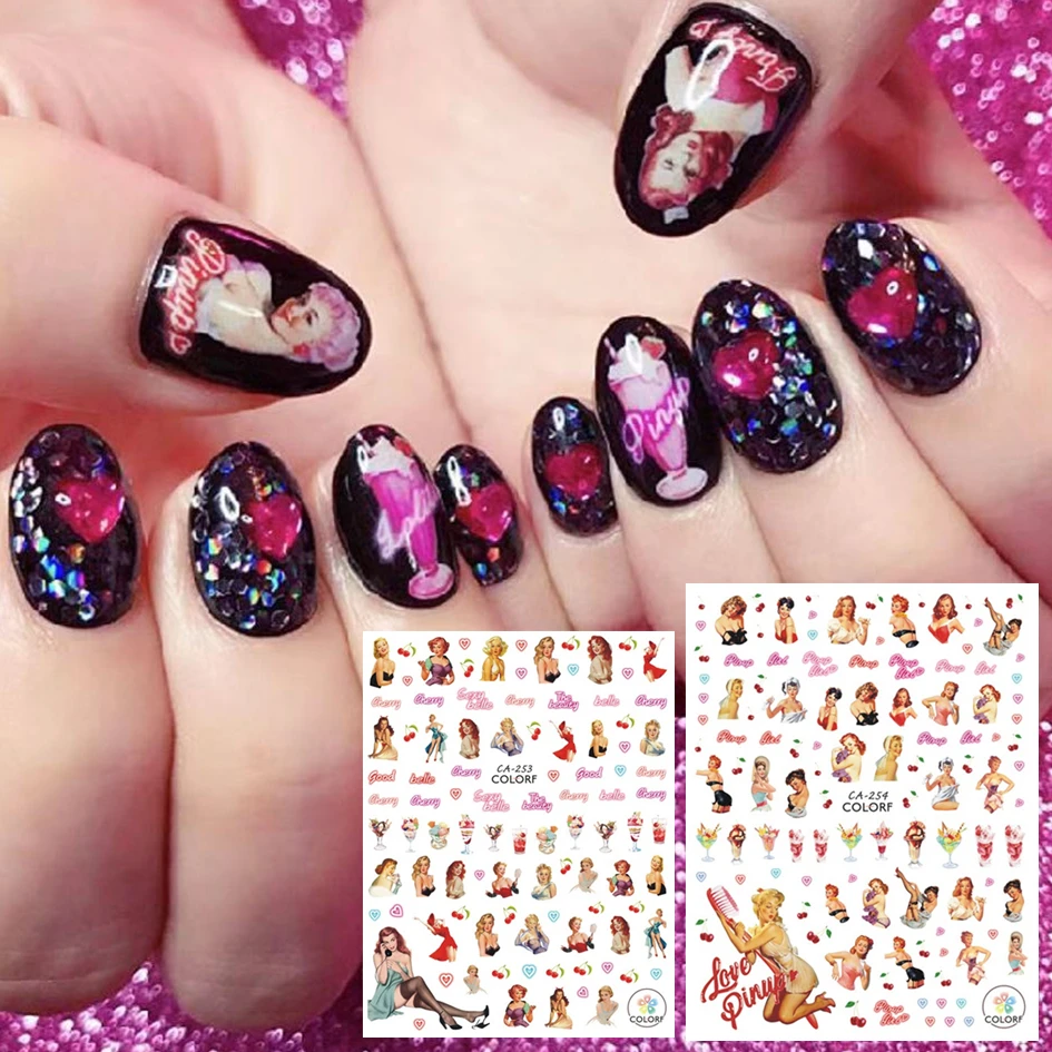 F-186 ретро красота стикеры 3d на ногти nail art Наклейки Шаблон &quotсделай сам&quot