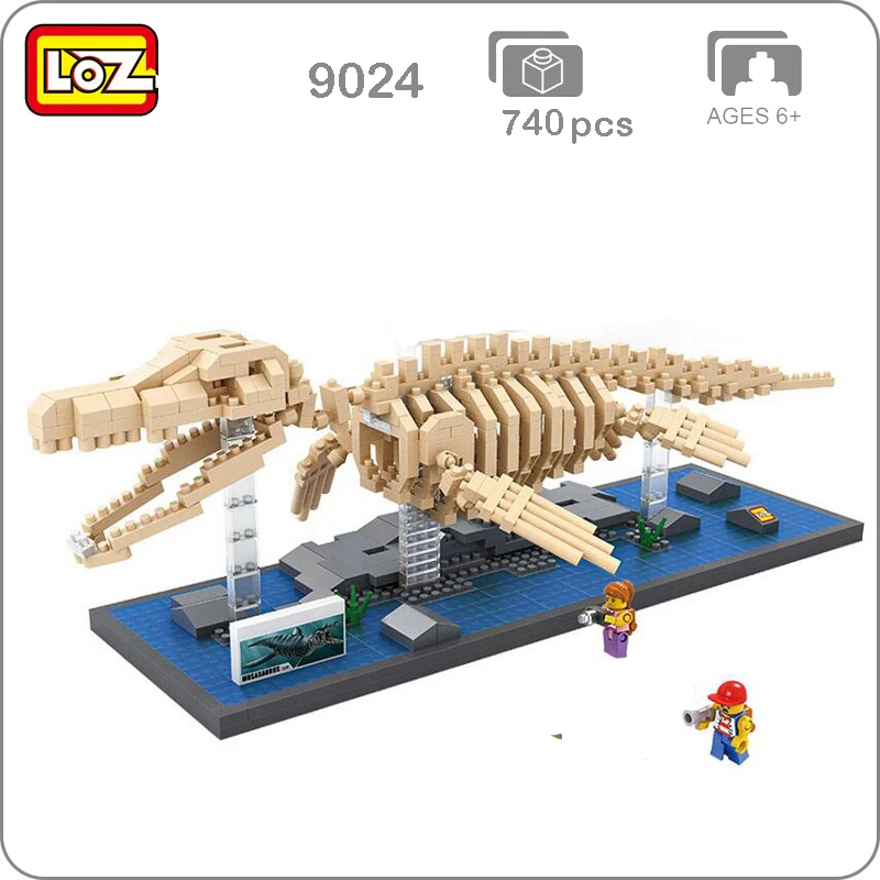 LOZ 9024 Юрского периода Mosasaurus Fossil скелет динозавра 3D модель DIY Nano Конструкторы