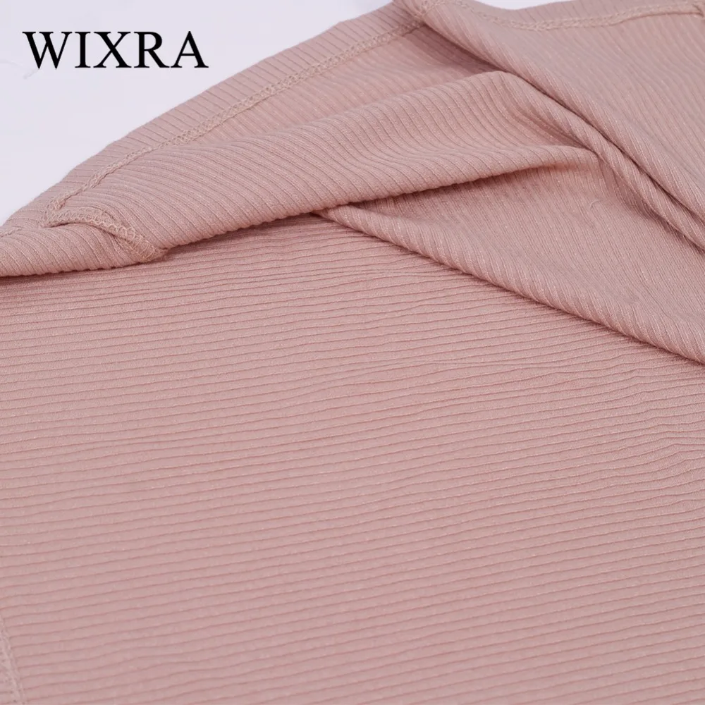 WIXRA, базовое женское платье с круглым вырезом, с разрезом по бокам, растягивается, в рубчик, вязаное платье, однотонные, короткие, вечерние, облегающие, облегающие, миди, повседневные платья