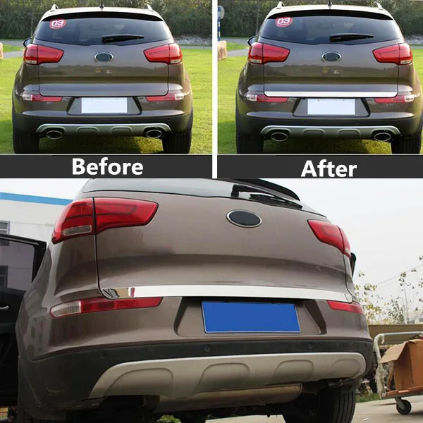 Подходит для KIA SPORTAGE R 2011 2012- хромированная Задняя Крышка багажника задняя крышка-дверца отделка багажника LIFTGATE EDGE MOLDING HATCH STRIP