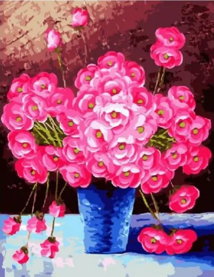 cioioil-T1156 pink flowers painting by numbers on canvas wall pictures coloring with acrylic paints for home decor | Дом и сад