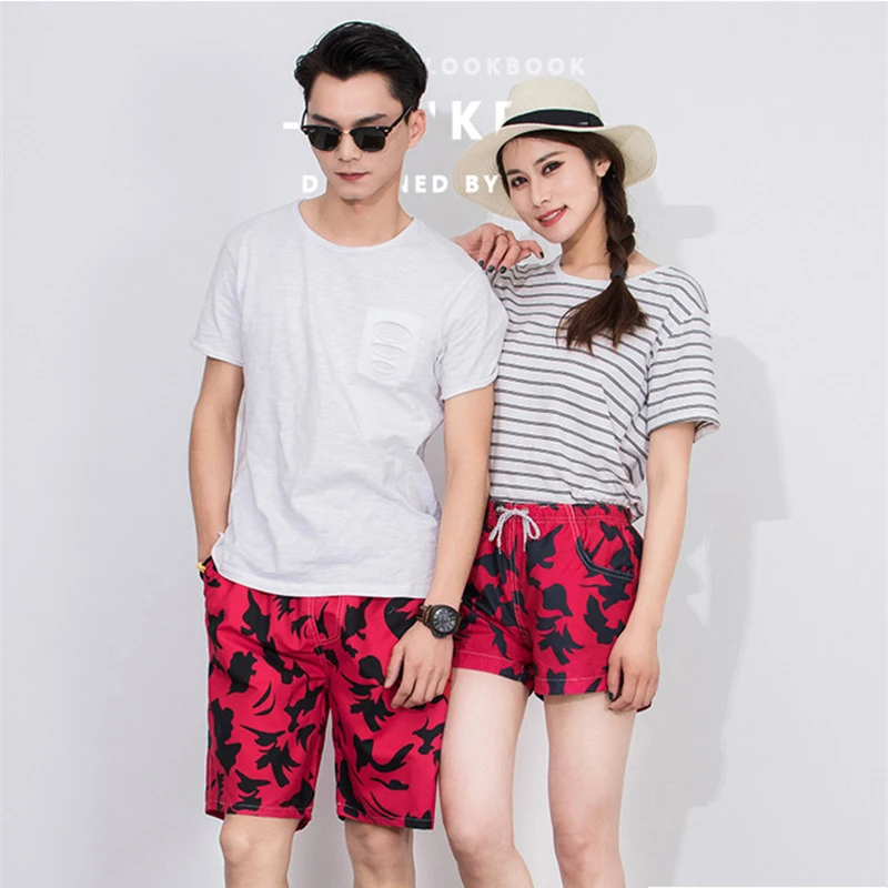 2 шт./компл. пляжные шорты для пар плавательные серфинга анти ух с принтом летние