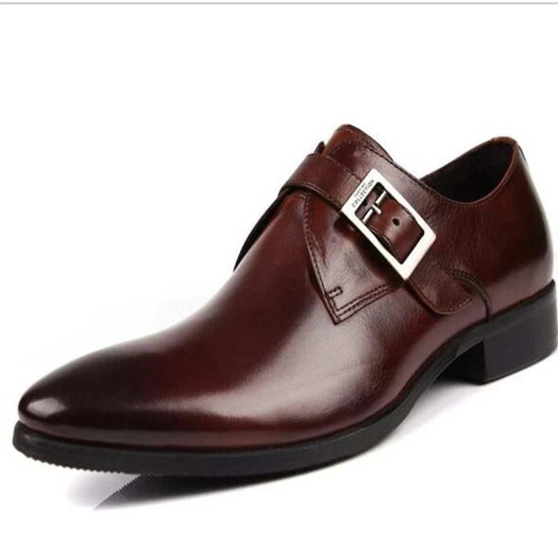2017 Новый Стиль Натуральная Кожа Мужчины Платье Свадебные Туфли Черный