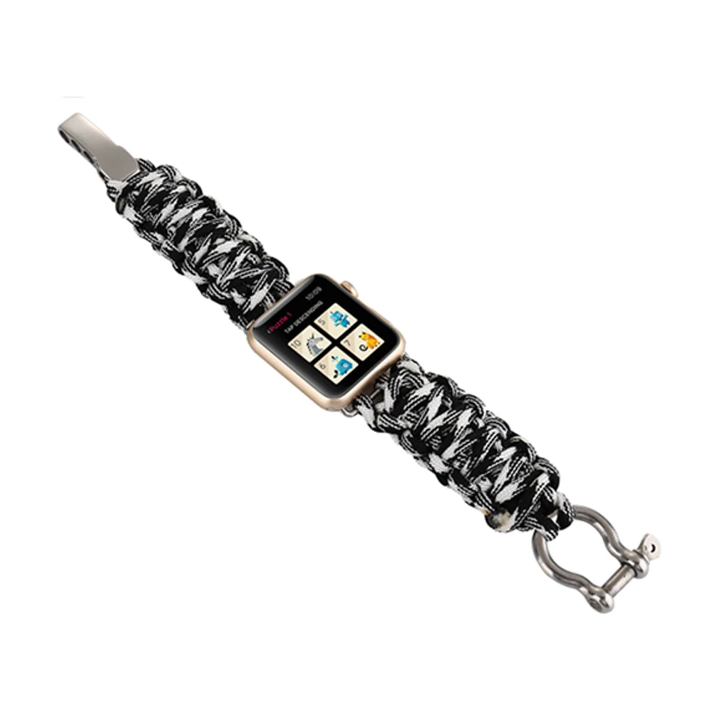 Плетеной верёвкой нейлоновый ремешок для наручных часов Apple Watch 42 мм 38 Версия 44 40