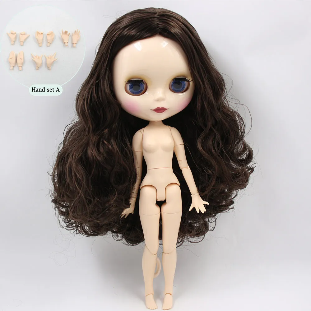 B doll with hand A ICY Nude Blyth Custom Doll No. BL950/0222 коричневый микс черные волосы 1/6 bjd, pullip, licca, jerryberry - Цвет: B doll with hand A