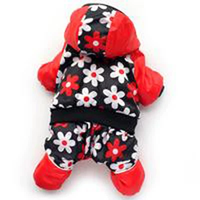 red and black Зимний полиэстеровый теплый комбинезон для собак, Короткие Плюшевые пижамы для любителей домашних животных, одежда для щенков, кошек, костюмы для животных для маленьких собак, чихуахуа - Цвет: red and black