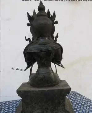 14&quot Tibet Buddhism Temple Bronze Copper Maitreya Kwan-yin Guanyin Buddha Statue | Дом и сад