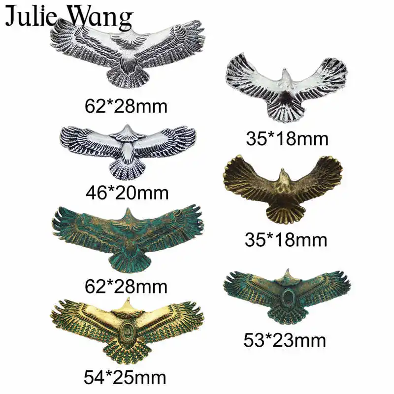 Julie Wang 7 шт. сплав смешанный Винтаж Летающий амулет Орел Птица ожерелье ювелирные браслеты и кулоны изготовление металлический аксессуар