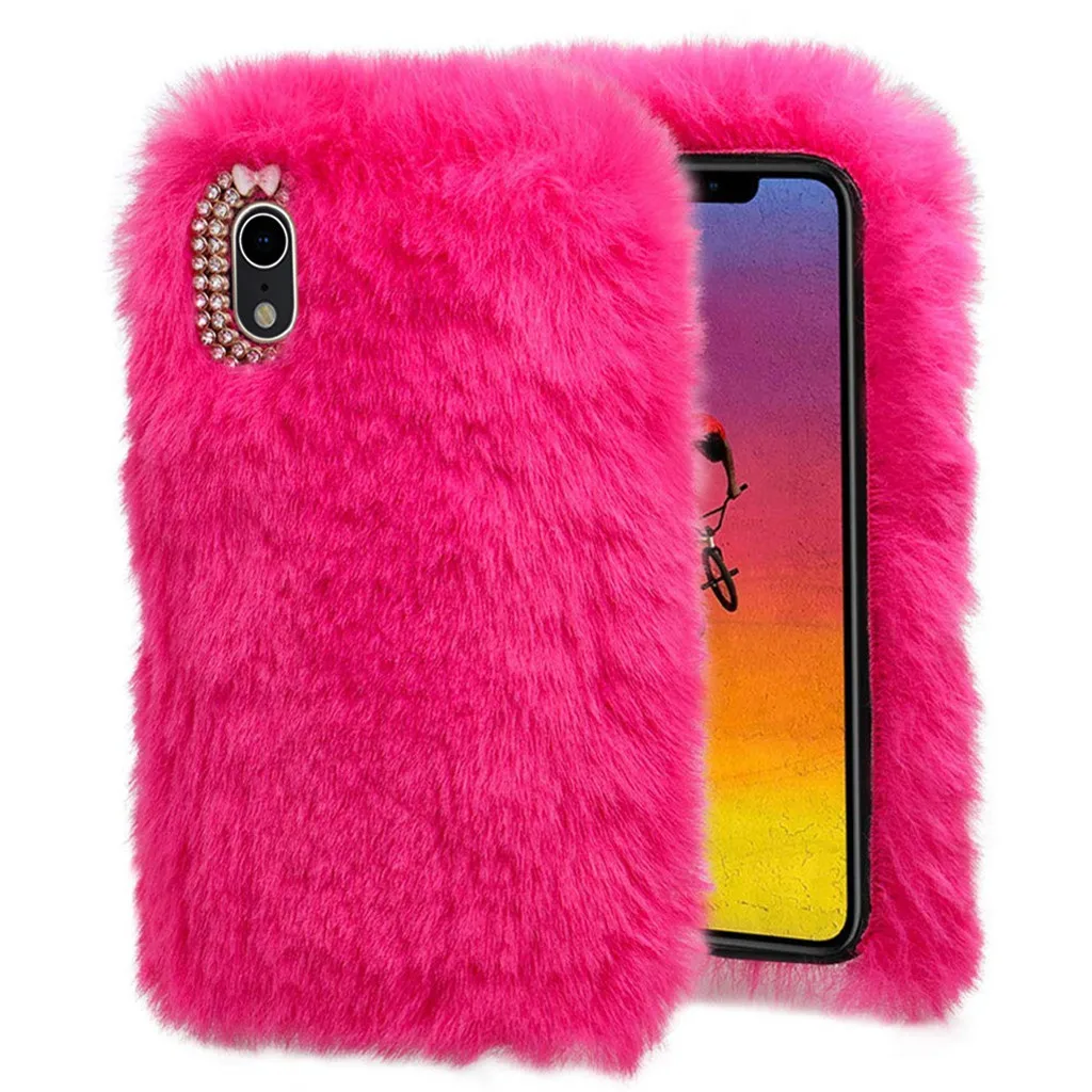 Для iPhone XR 6,1 дюймов чехол для телефона двухрядный плюшевый ударопрочный чехол для мобильного телефона# P3