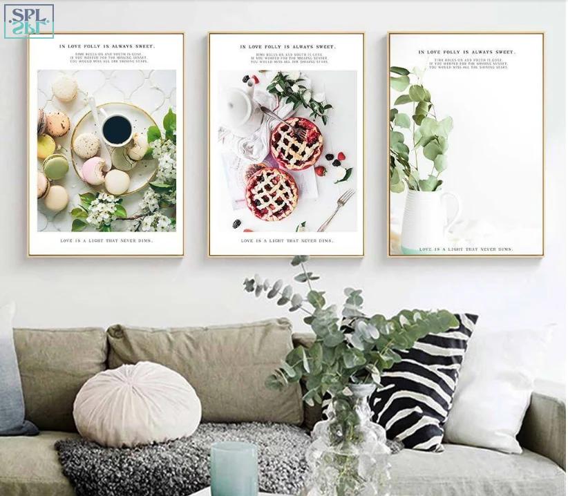 

SPLSPL Nordic Restaurant Gourmet Still Life Modular Print Picture Wall Art Canvas Paintings Decoration for Living Room No Frame