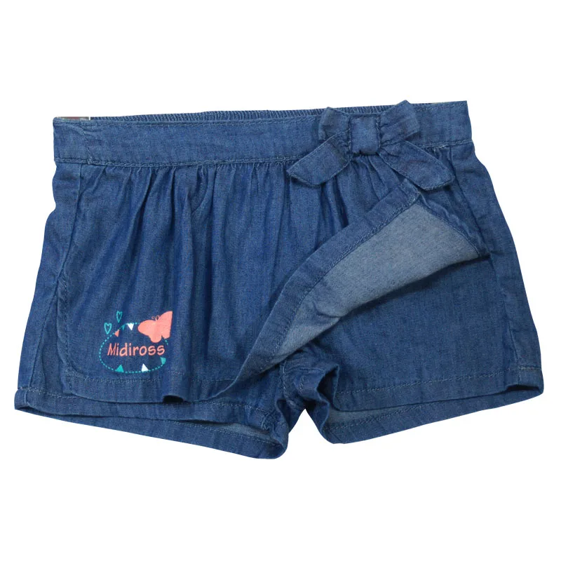 Джинсовые юбки шорты для маленьких девочек детский бант с рисунком из