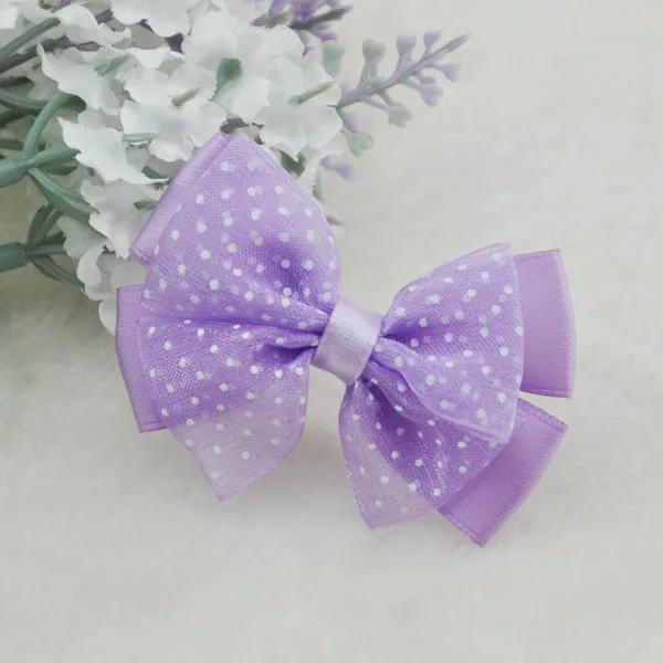 Purple 20 шт органзы ленты банты с цветами с мини Точки DIY/Свадьба/аппликация для рукоделия B53 - Цвет: Purple