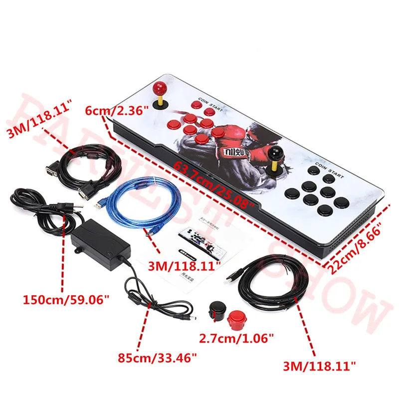 3D Pandora 2448 в 1 аркадная игровая консоль Figthing Stick с кнопкой 2500 В 1 печатная плата для 2 игроков домашняя аркадная машина