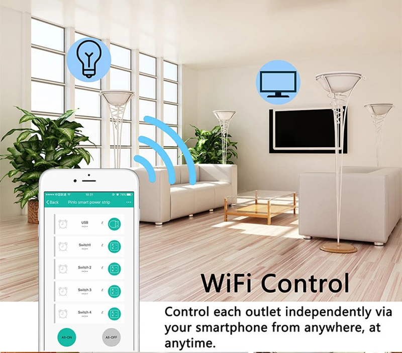 Умный удлинитель с Wi Fi/стабилизатор напряжения голосовое управление Alexa