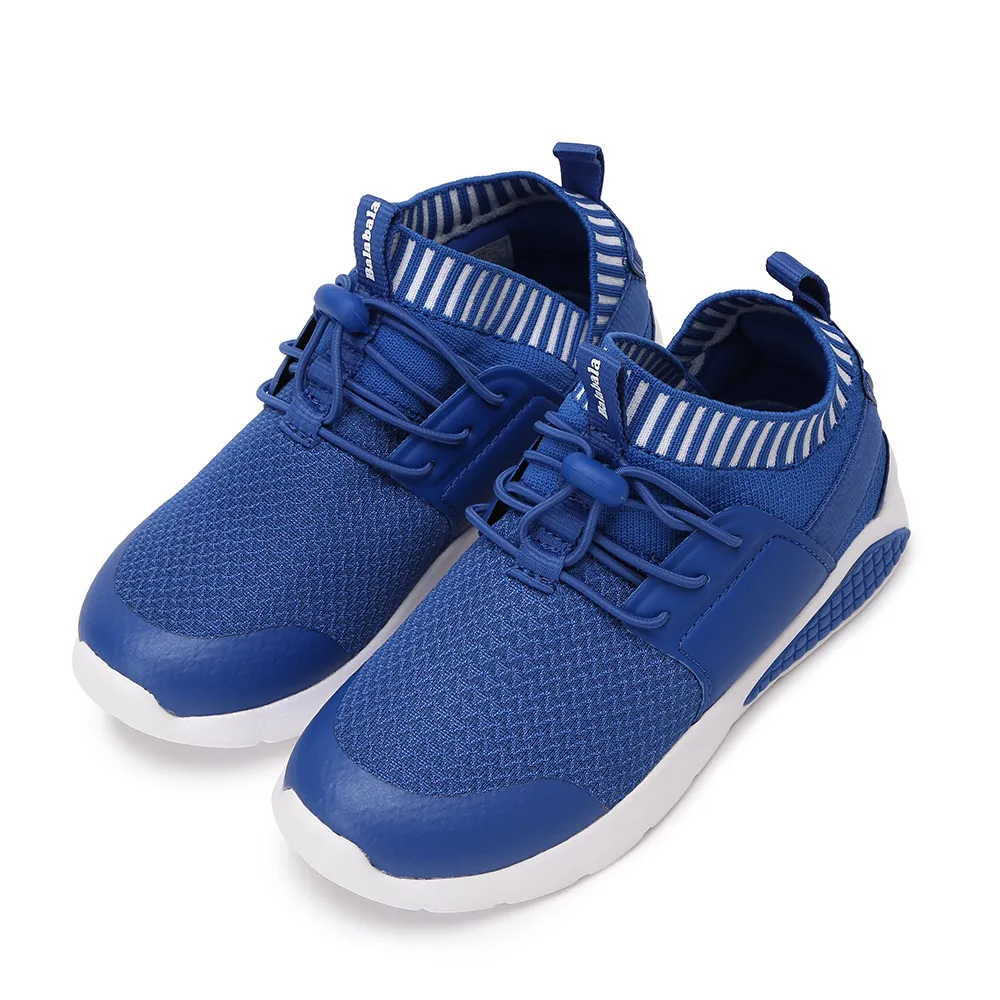 China blue Balabala/детская обувь с подсветкой для мальчиков; кроссовки на шнуровке с эластичным трикотажным верхом; дышащая легкая обувь для бега - Цвет: China blue