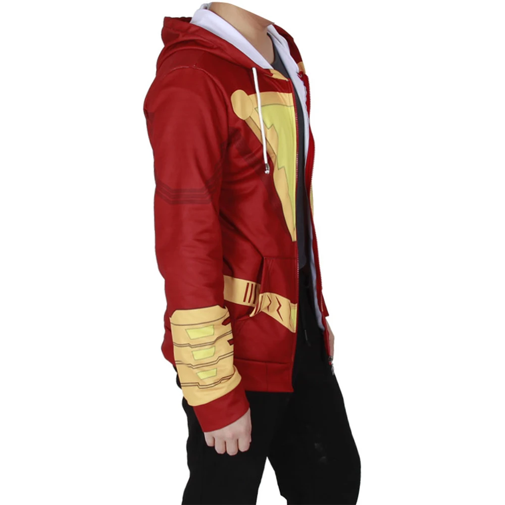 Маскарадные Костюмы супергероев Shazam Billy Batson, толстовка с капюшоном, куртка капитана