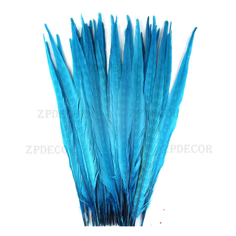 Синий Zpdecor 12 цветов хвост фазана перья 40-45 см/16-18 дюймов карнавал DIY украшения сантехники - Цвет: Синий
