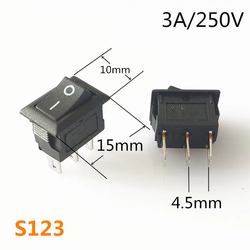 S123 SPST KCD1 2PIN 3PIN вкл/выкл круглая/квадратная лодка кулисный переключатель DC AC 6A/250V Автомобильная приборная панель пластиковый переключатель дропшиппинг - Цвет: S123