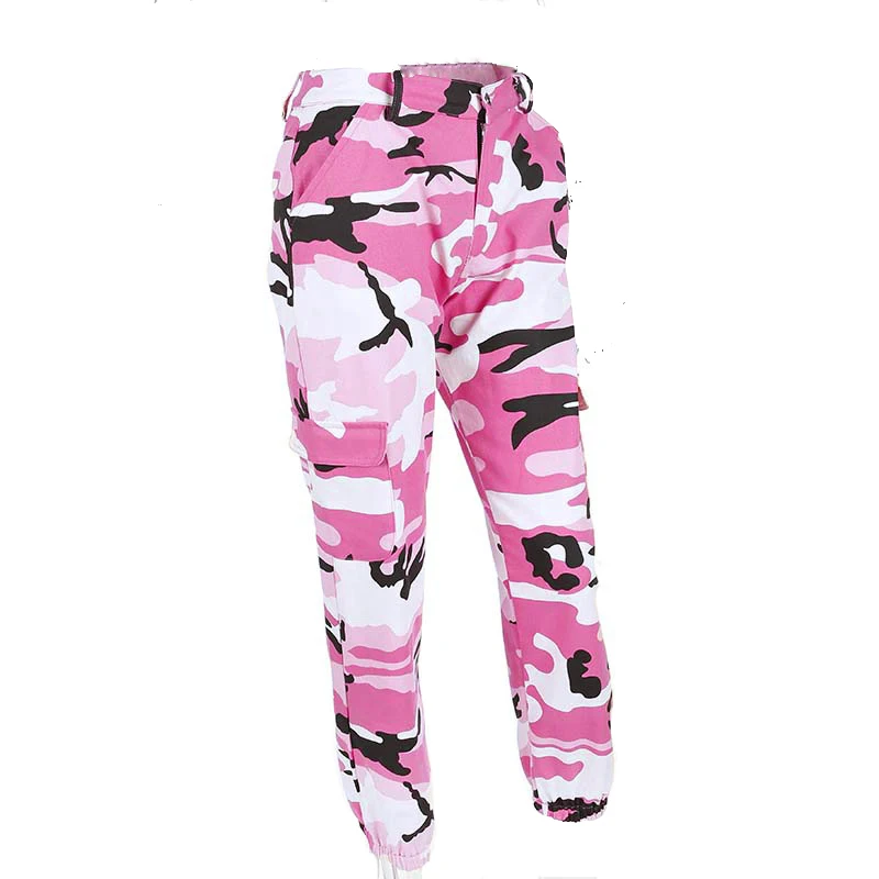 Pink Женские спортивные брюки Свободные тренировочные камуфляжные спортивные брюки для женщин танцевальные спортивные брюки Mujer - Цвет: Pink