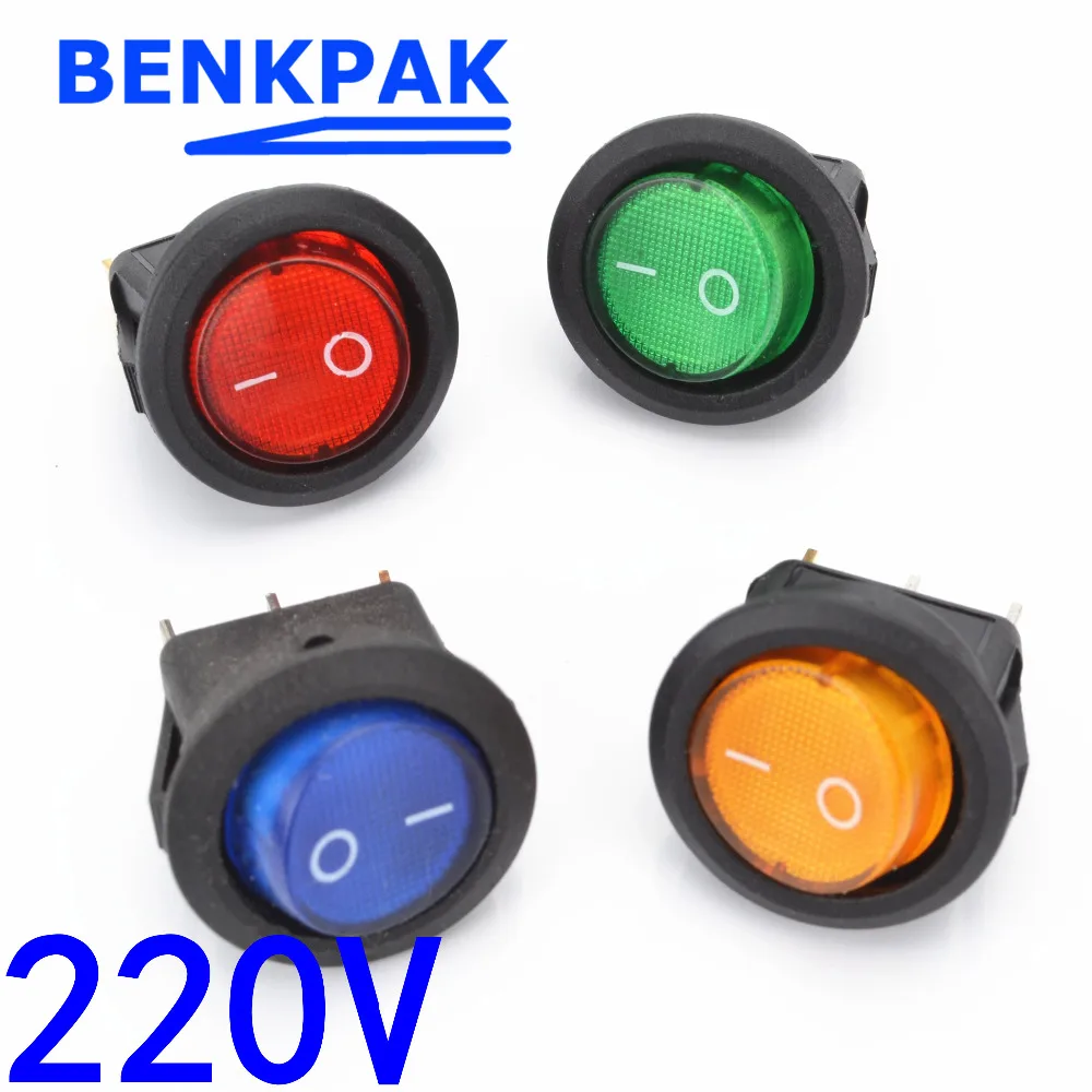 4 шт Вкл/Выкл круглый Кулисный переключатель с 220v лампой|on/off rocker switch|switch onswitch on off |
